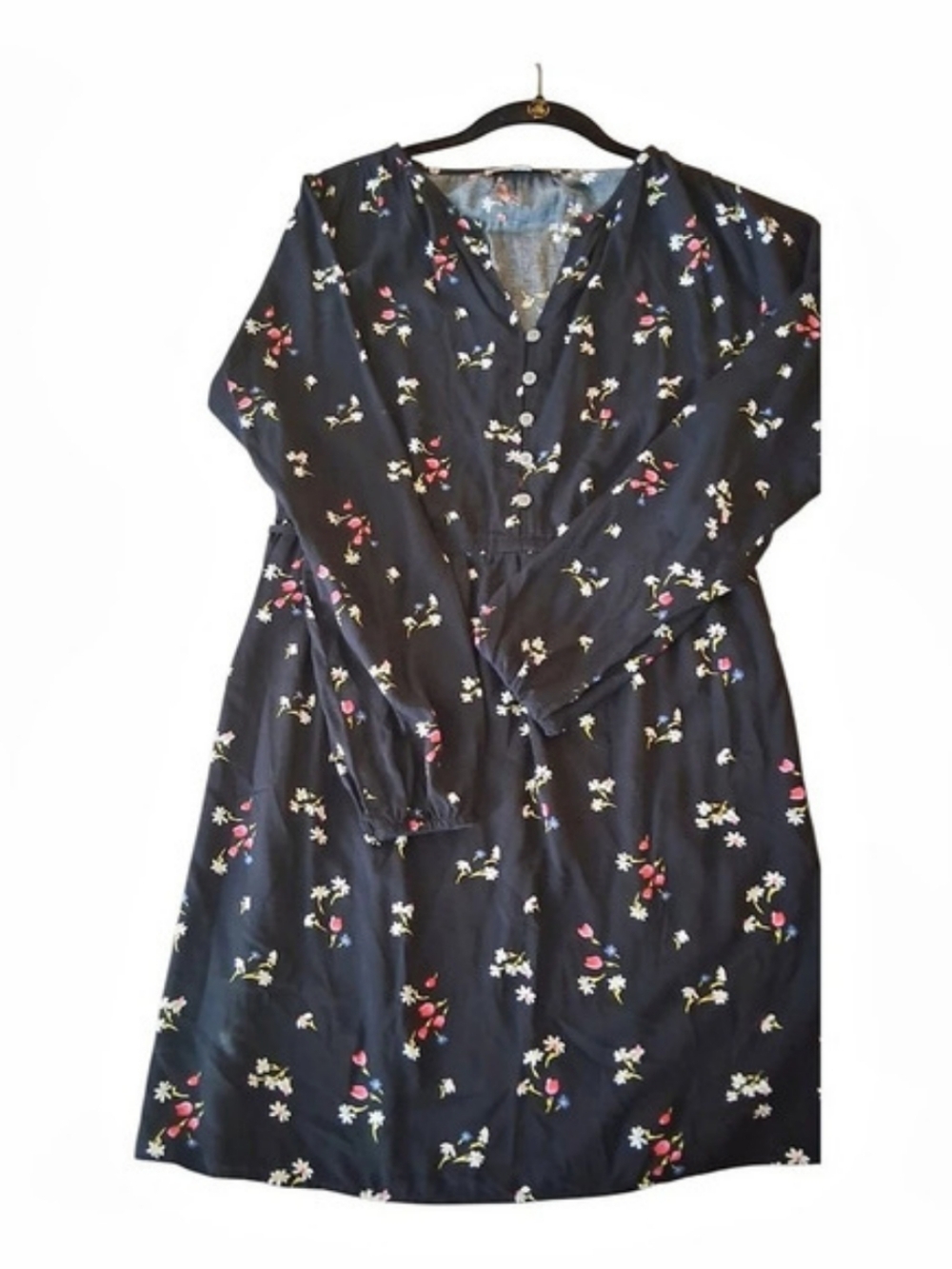 LOFT Floral Button-Front Blouse in Black Size XS